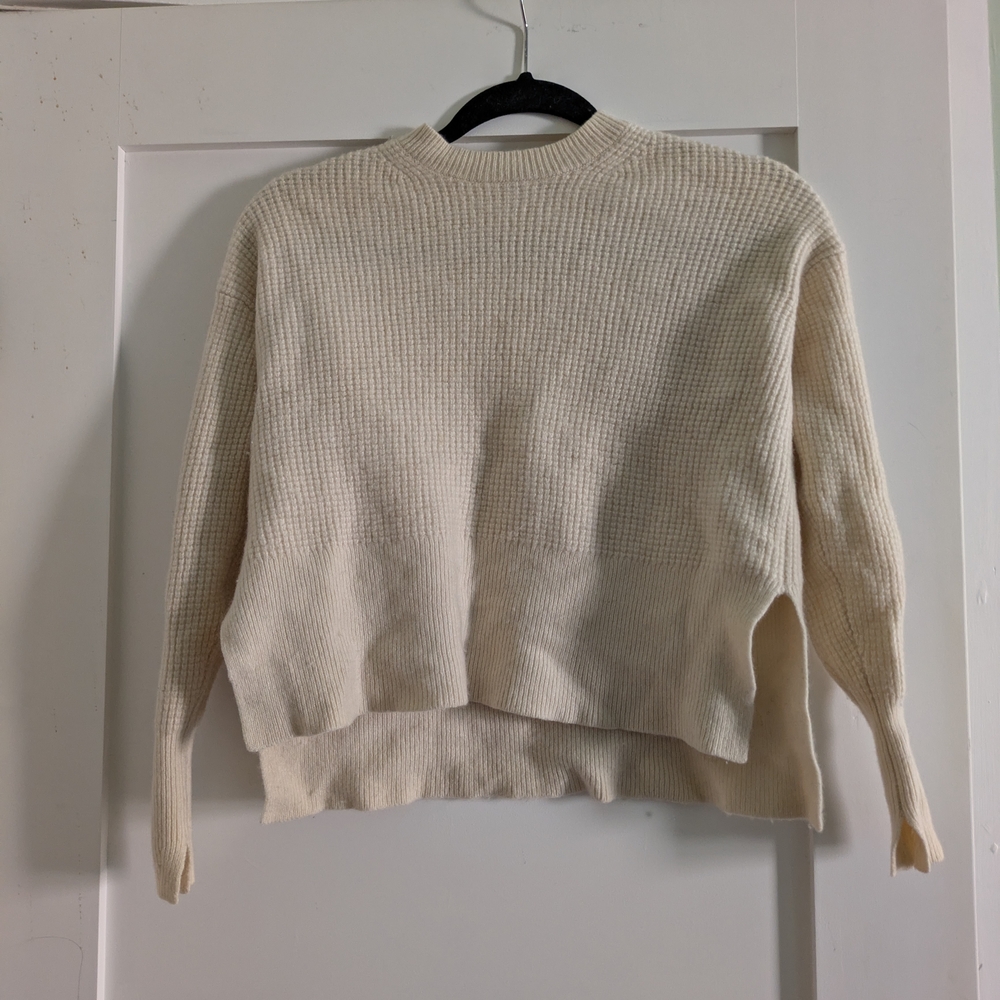 Everlane Cream Waffle Crew Neck Sweater Cashmere XXS